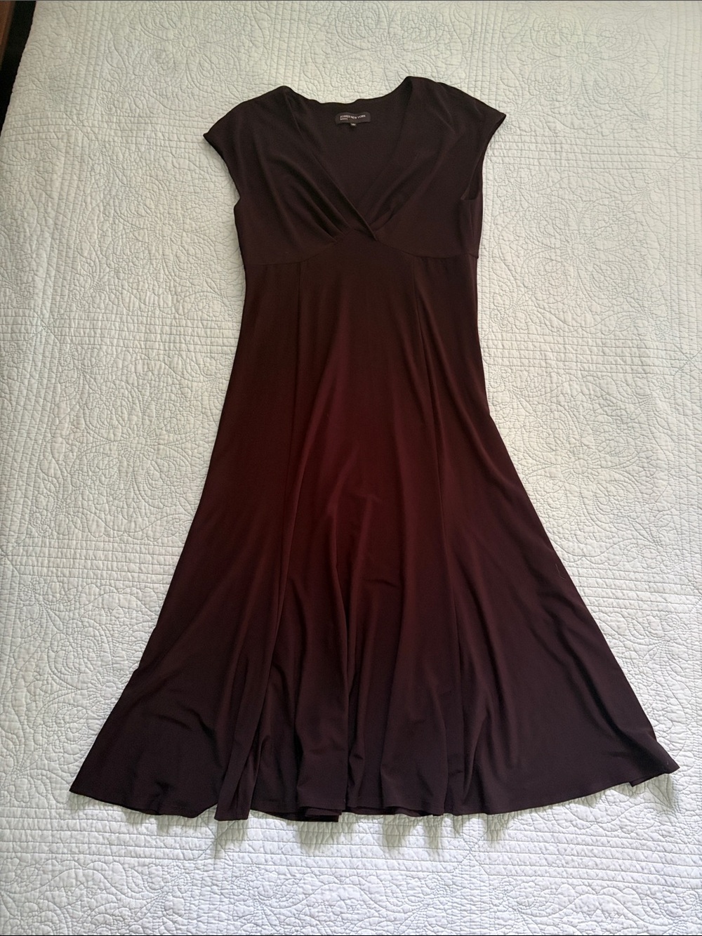 Jones New York Cap-Sleeve A-Line Dress in Black